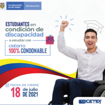 Colombianos en condición de discapacidad podrán cursar sus estudios de pregrado con crédito totalmente condonable